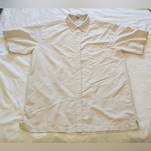 COPY - Anchor Blue brand XL men's beige color short sleeved button-front casual…